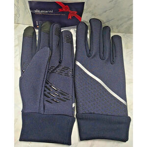 Universal Anti-Slip Grip Thermal Glove, Navy Blue w/Gray Accent Stripe, Sz Small